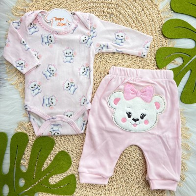  Conj. Body Ursinha Polar e Calça - Rosa